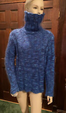 Handkitted Thick Mohair Silk Sweater In Bright Blue. One Of A Kind!
