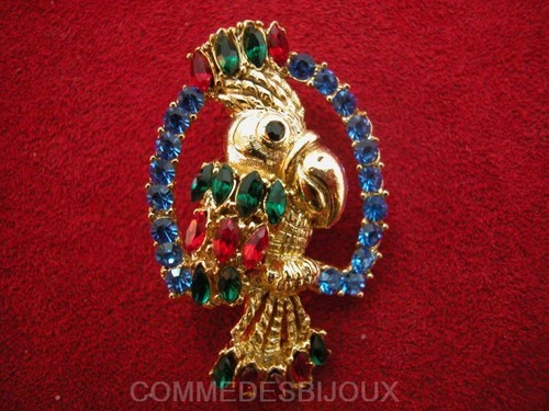 Broche perroquet doré - "perroquet",