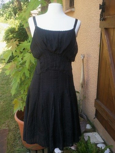 Robe 100 soie noire babydoll - robe,