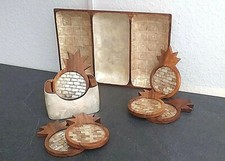 Plat artisanal + 6 Dessous de Verres en Bois , Manguier et Nacre des Philippines
