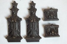 Lot de 4 Anciennes GARNITURES de MEUBLES Ornement décoration Bois Ebene ?