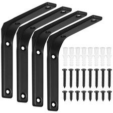 4 PCS Équerre Étagère Métal, Équerre Étagère Noir, Support Étagère, Console É...