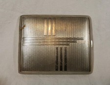 Ancien étui à cigarettes métal guilloché vintage avec élastiques D’origines 1950