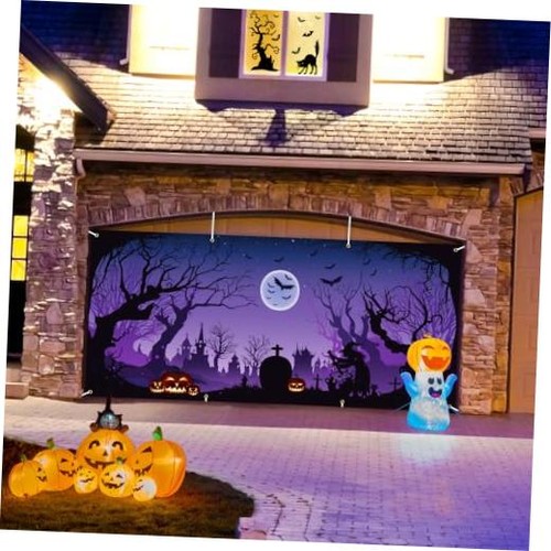 Halloween garage door cover - door,