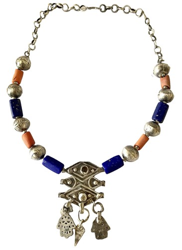 Collier berbère argent lapis - collier,