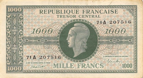 France 1000 francs 1944 - france,