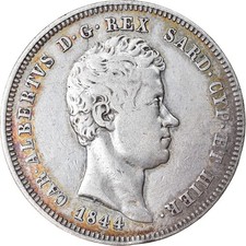 [#874587] Coin, ITALIAN STATES, SARDINIA, Carlo Alberto, 2 Lire, 1844, Torino, E