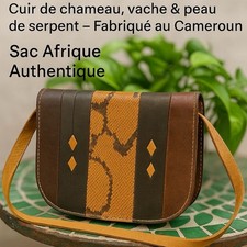 Sac à Main Artisanale en Cuir De Chameau & Peau De Serpent Fabriqué Au Cameroun