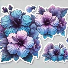 2 Autocollants hibiscus Tahiti