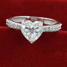 3 CT Blanc Traitée Bague Diamant Forme Coeur VVS1 Certifié ! de Fiançailles
