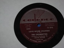 The Chordettes – 78rpm 10-inch – Cadence #CA 1291"LOVE NEVER CHANGES"