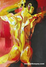 tableau peinture originale huile sur toile homme nu intégrale /gay male painting