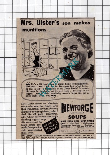 Newforge soups advert - soups, wartime