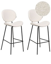 Lot de 2 Chaises de Bar Rembourrées Sans Accoudoirs en Tissu Boucle Blanche Luan