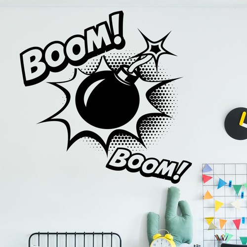 Autocollant mural boom bande - autocollant,