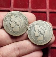 #111-2 ~ Céres - LOT 2X 10 centimes 1874 A et 1876 K - Rare !