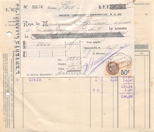 Facture 1931 societe - societe, l