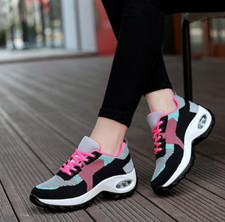 sneakers femme chaussure basket compensée été lacet rose turquoise bulle style