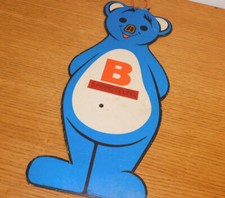 VINTAGE ancien PLAQUE en CARTON GAZ de FRANCE BUTAGAZ publicis PARIS ours b bleu