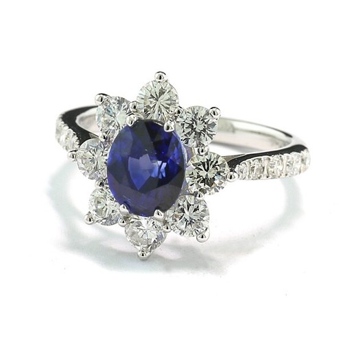 Bague saphir bleu - bleu, 18