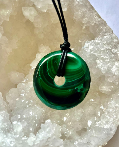 Collier pendentif malachite - collier,