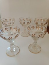 Lot Verres Ancien Coupés Au Ciseaux Dorés Peint Main porto liqueur 