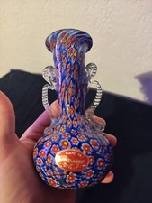 Magnifique Vase Miniature Murano Millefiori Italie Fratelli Toso? Vintage