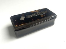 ANCIEN boîte Ébène écaille tortue Marqueterie ANTIQUE Box tortoise Shell Ebony