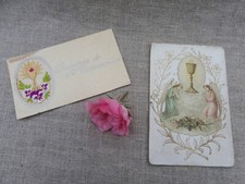 2 IMAGES RELIGIEUSES, UNE BRODÉE, UNE ORNÉE D'UN CHROMO, COMMUNION  CANIVET 1920