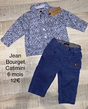 Jean Bourget Catimini 6  MOIS Garçon :  Chemise Bleu Dog Et Pantalon Velours