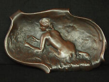 SCULPTURE 19ème ART NOUVEAU NYMPHE NU FEMININ BAS-RELIEF PLATRE CUIVRE PATINÉ