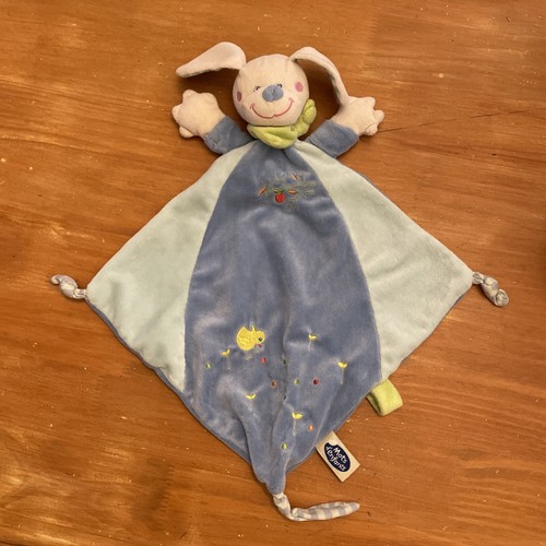 Doudou plat chien bleu blanc - o,