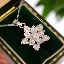 Collier Fleur Argent Zirconium