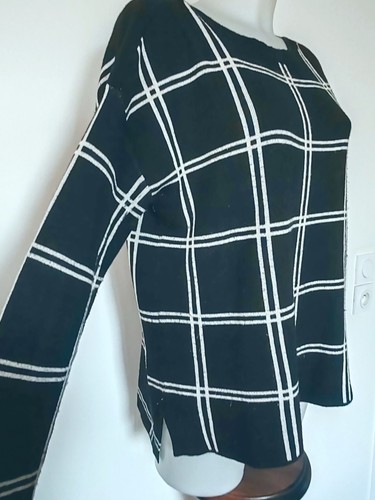 Pull noir carreaux - noir, à