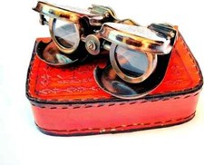 Jumelles en laiton avec étui en cuir | Lunettes espion nautiques pliantes mar...