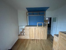 Lot De 2 Lits Mezzanine En Bois Massif Sur Mesure Avec Rangements Intégrés