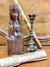 ANCIEN PIQUE PORTE CIERGE AUTEL BOUGEOIR CANDELABRE EGLISE BRONZE GOTHIQUE XIX