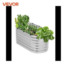 VEVOR Jardinière 1200mm Lit Surélevé Métal Galvanisé Bac Ovale Ouvert Fleur Pati