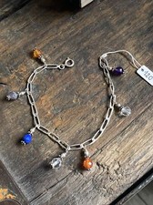 Ancien Bracelet Gourmette Argent Massif Silver 925 Breloque Pierre Précieuse ?