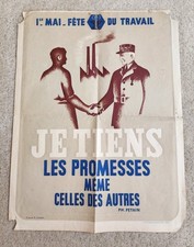 Affiche Originale Propagande Vichy Fête Travail 1er Mai Pétain Authentique 1940