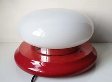 lampe d ambiance de table bois opaline ufo space age ovni globe verre vintage