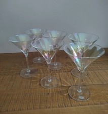 Lot de 6 Verres à Martini ou cockail Fait Main À Krosno Pologne - Vintage