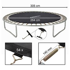 AREBOS Tapis de saut Ø 264 pour trampolines Ø 305 cm 140 mm ressorts 54 oeillet