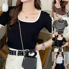 T-shirt femme coupe slim col U