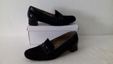 Mocassins cuir vernis noir et daim P/37 "Damart Chausseur"