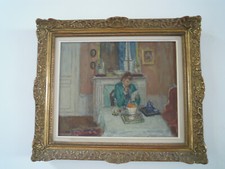 Tableau peinture à l'huile Marcel COSSON 1878-1956  "La lettre" Circa 1940