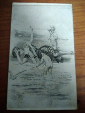 Carte postale ancienne illustrateur Femme Enfants Au Bain