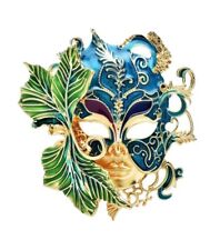Broche bijou style grand masque de venise carnaval en acier inoxydable.
