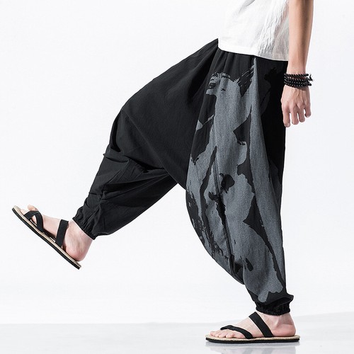 Hommes coton lin jogger long - coton,