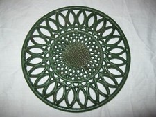 ? Vintage Ancien DESSOUS DE PLAT TOURNESOL en FONTE VERT d22cm Retro Table